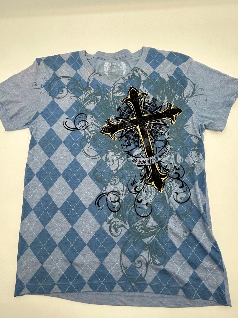 Carbon Vintage V-neck Graphic T-shirt size L